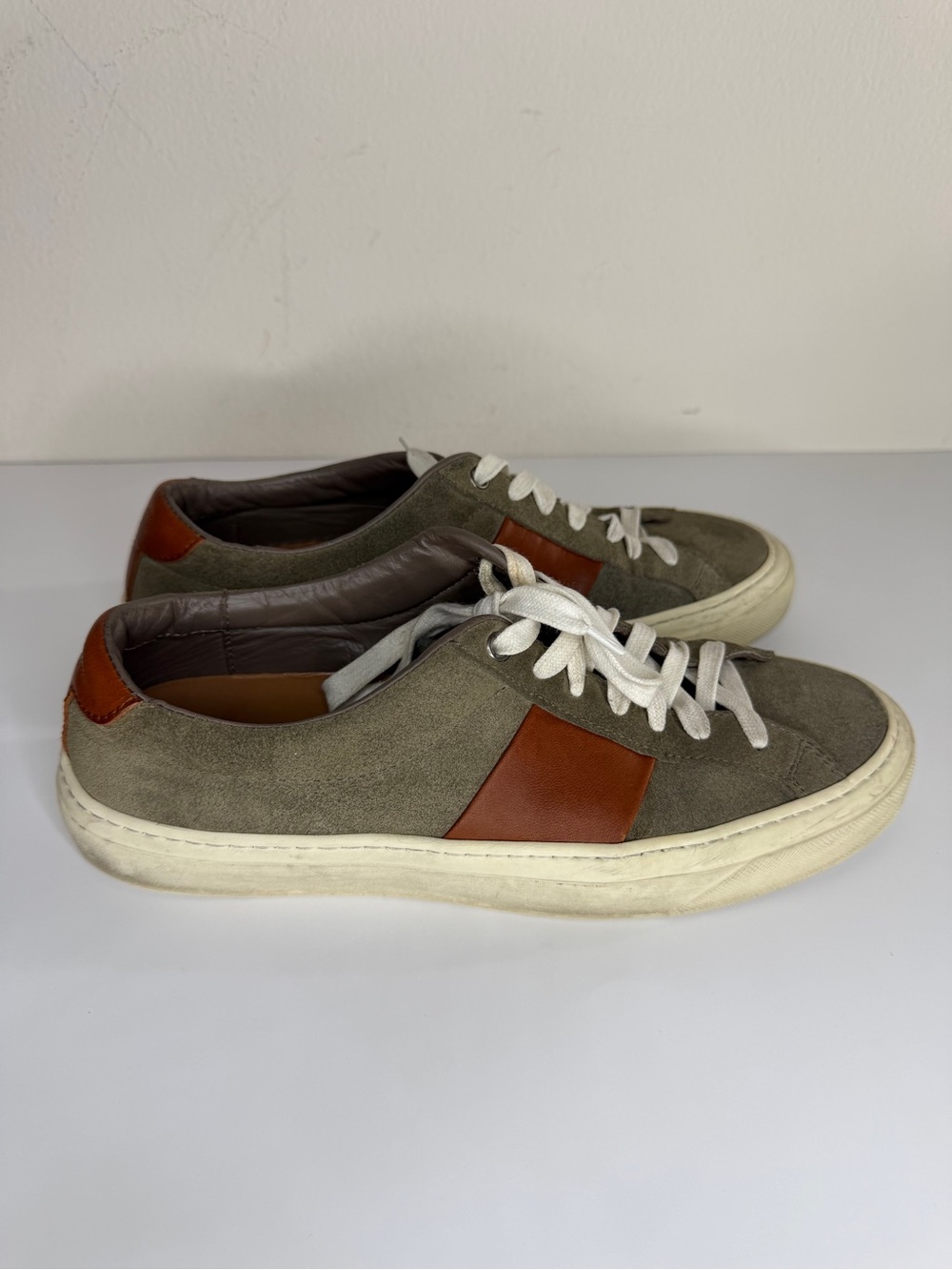 goodman brand shoes Casual Lace Up Sneakers Men’s Size 8 Brown Olive Green Suede